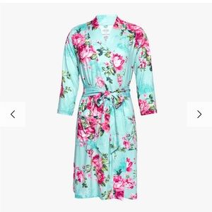 Posh Peanut Aqua Floral Bamboo Robe Size XL